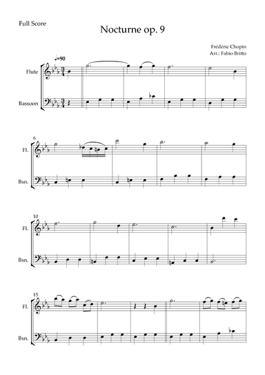 Nocturne Op.9 No. 2 (Frédéric Chopin) for Flute & Bassoon Duo (arr. Fabio Britto)