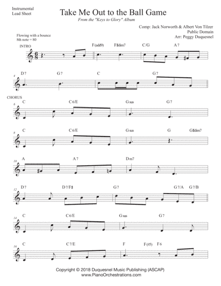 Take Me Out to the Ball Game_Instrumental (C - Db) (arr. Duquesnel Music Publishing)