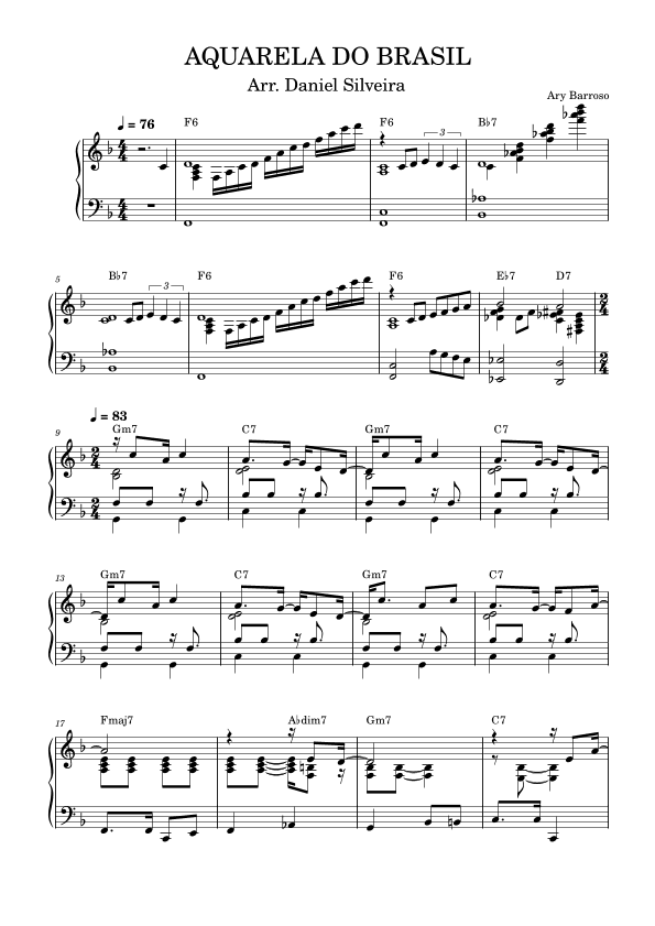 Aquarela Brasileira (aquarela Do Brasil) (brasil) (arr. Daniel Silveira)