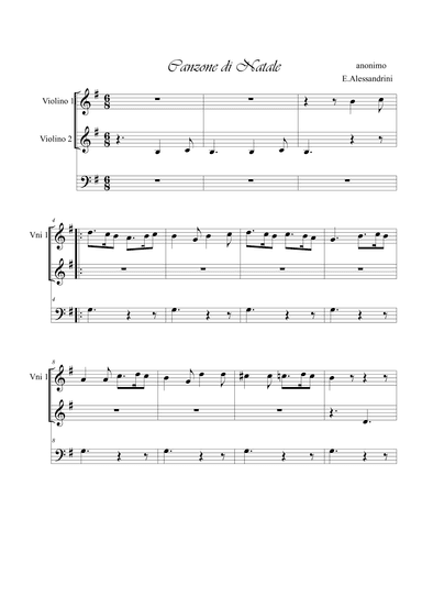 Canzone di Natale. Violins duo (arr. Ester Alessandrini)