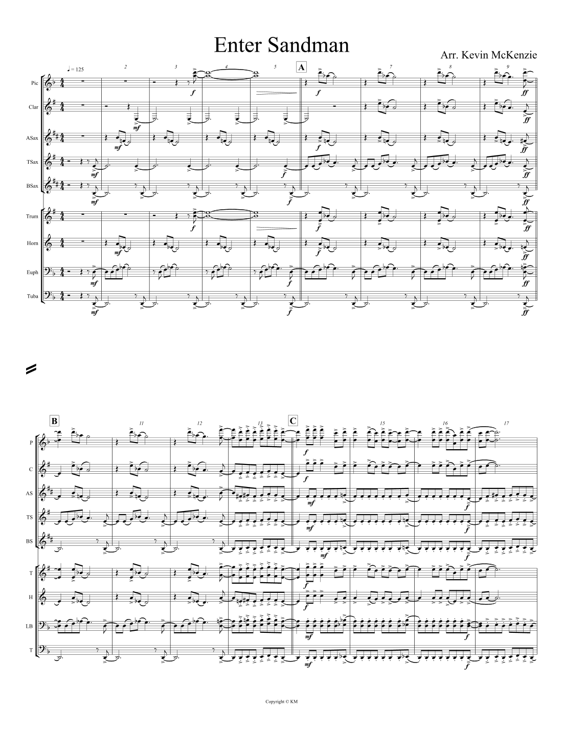Enter Sandman (arr. Kevin McKenzie)