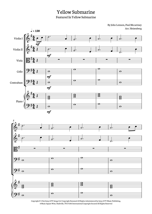 Yellow Submarine (arr. Heisenberg)