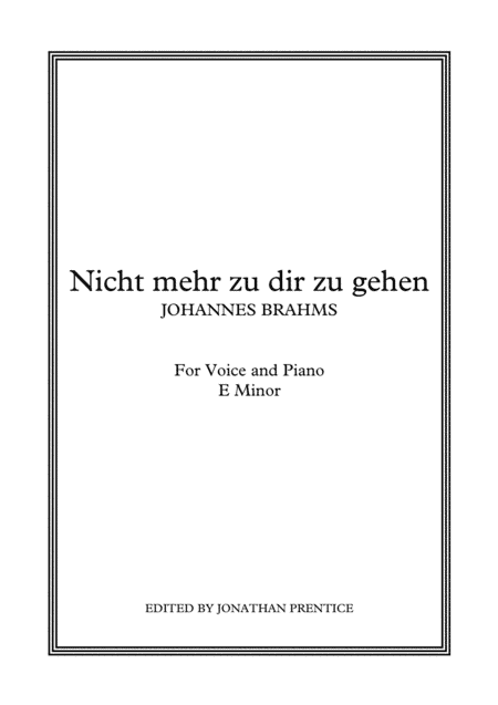 Nicht mehr zu dir zu gehen (E Minor) (arr. Jonathan Prentice)