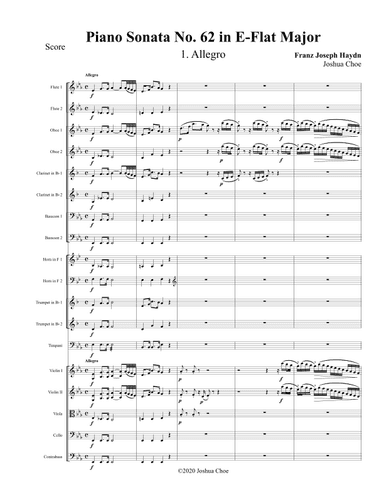 Piano Sonata in E-flat major, Hob.XVI:52, Movement 1 (arr. Joshua Choe)