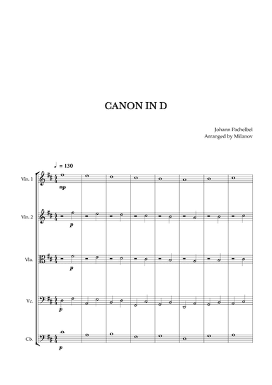 Canon in D | Pachelbel | String Quintet (arr. Milanov)