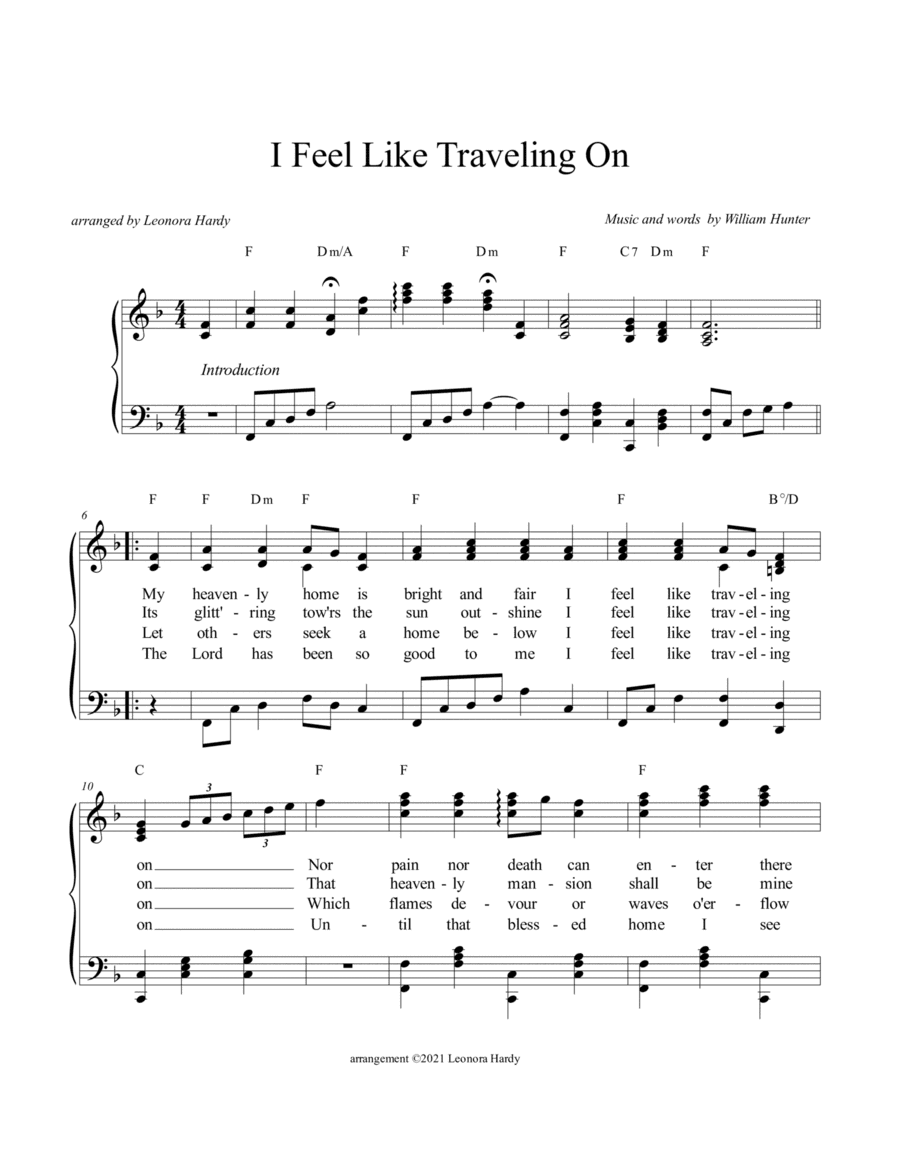 I Feel Like Traveling On (My heavenly home is bright and fair) (arr. Leonora Hardy)