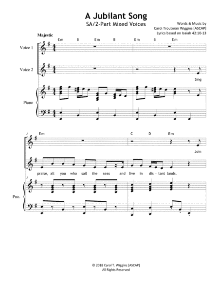 A Jubilant Song (SA/2-Part Mixed)