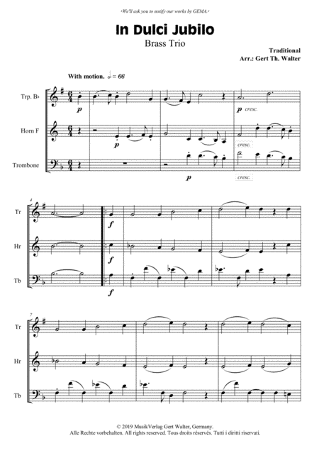 In Dulci Jubilo (arr. Gert Th. Walter)