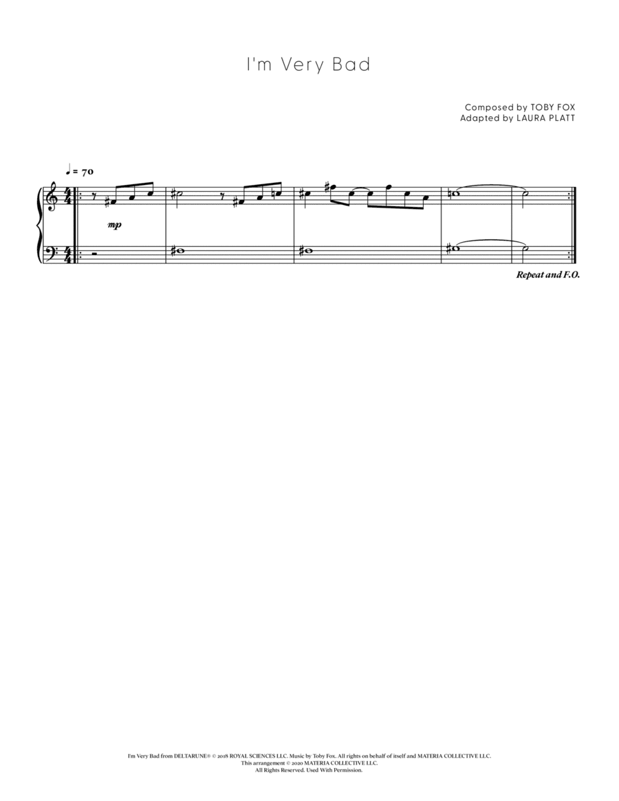 I'm Very Bad (DELTARUNE - Piano Sheet Music)