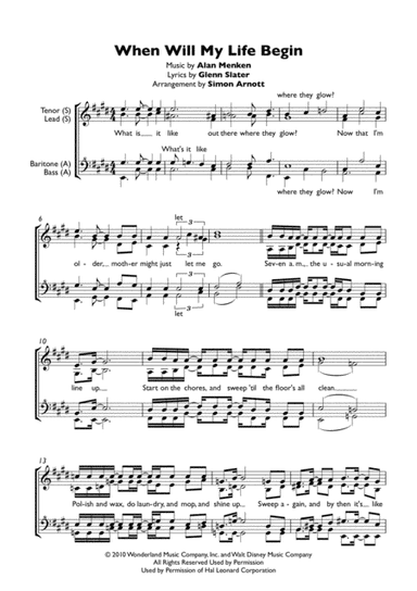 When Will My Life Begin (arr. Simon Arnott)