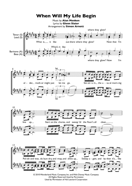 When Will My Life Begin (arr. Simon Arnott)