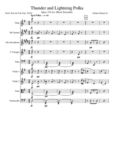 Thunder_and_Lightning_Polka, Op. 324 - J Strauss Jr. (Mixed Ensemble) (arr. Peet du Toit)