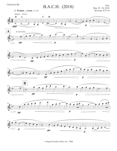 B.A.C.H. (2018) clarinet part