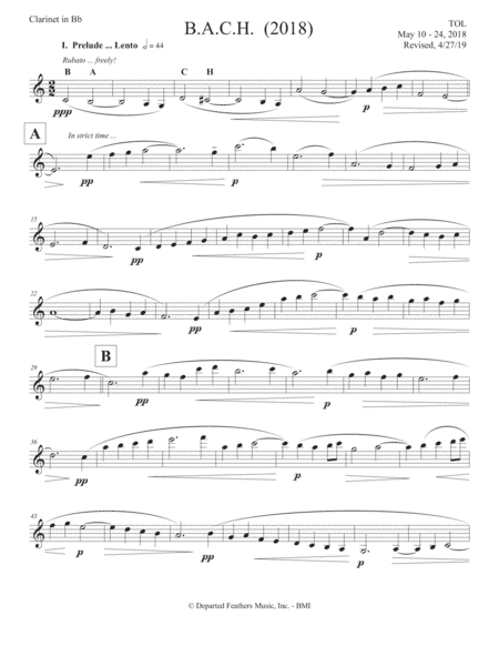 B.A.C.H. (2018) clarinet part