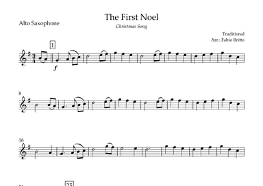 The First Noel (Christmas Song) for Alto Saxophone Solo (arr. Fabio Britto)