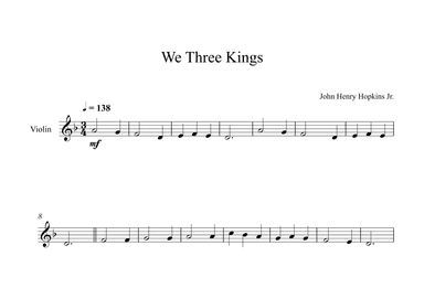 We Three Kings - John Henry Hopkins Jr. (Violin) (arr. Digital Book Music)
