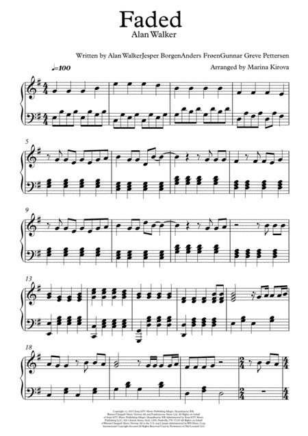 Faded (arr. Arranged by Marina Kirova)