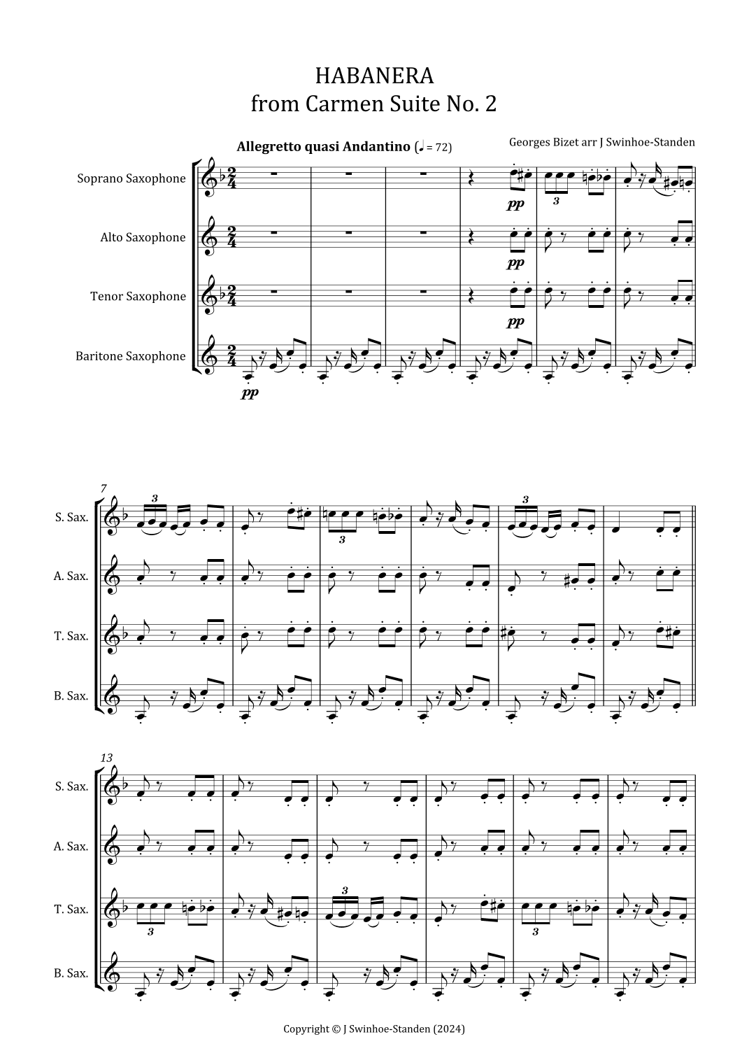 Habanera from Carmen Suite No. 2 (arr. J Swinhoe-Standen)
