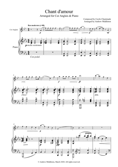 Chant d'amour arranged for Cor Anglais and Piano (arr. Andrew Middleton)