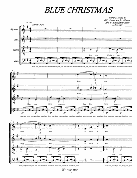 Blue Christmas (arr. Mark James Meier (ASCAP))
