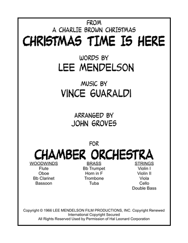 Christmas Time Is Here (arr. John Groves)