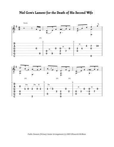 Niel Gow's Lament for the Death of His Second Wife (For Fingerstyle Guitar Tuned CGDGAD) (arr. Ellsworth McMeen)