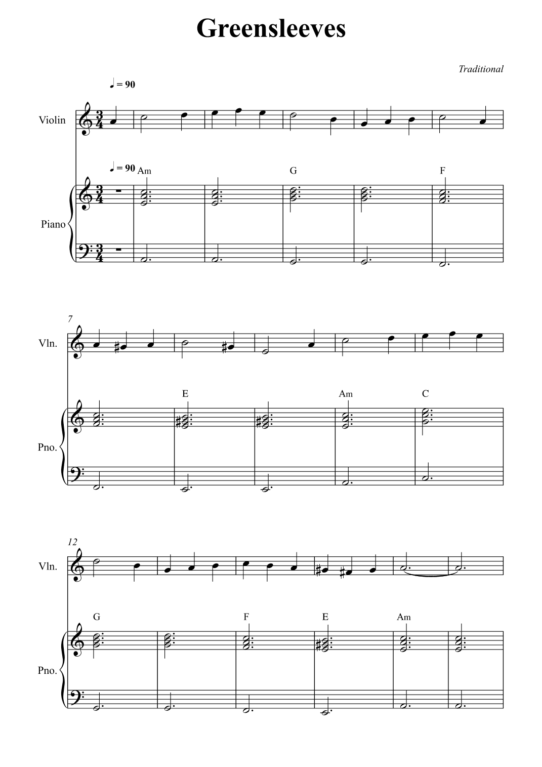Greensleeves (arr. Wesley S. SIlva)