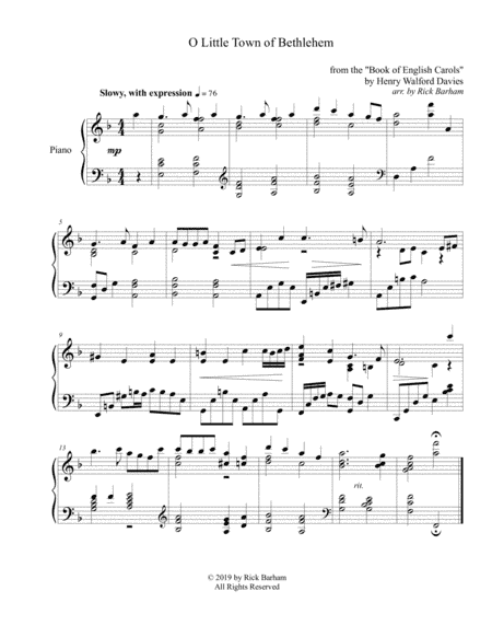 O Little Town of Bethlehem (arr. Rick Barham)