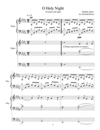 O Holy Night for organ and piano (arr. J. Richard Dixon)