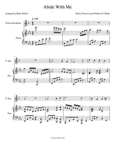 Abide With Me--tenor sax solo (arr. Beka Wilson)