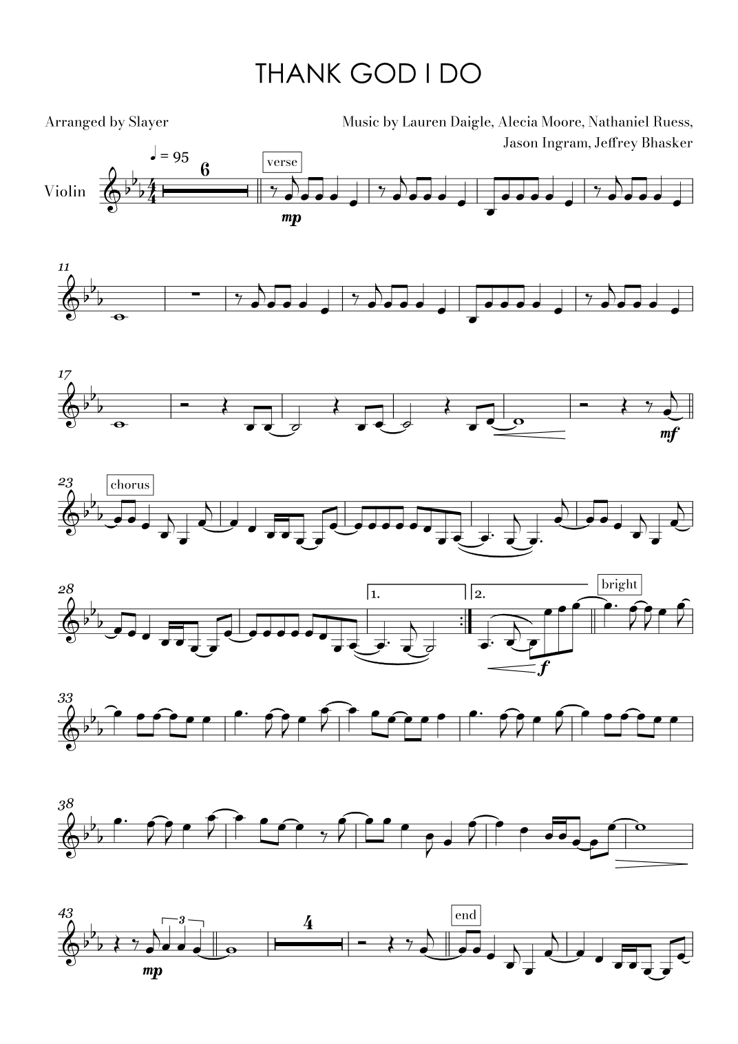 Thank God I Do (arr. Slayer)