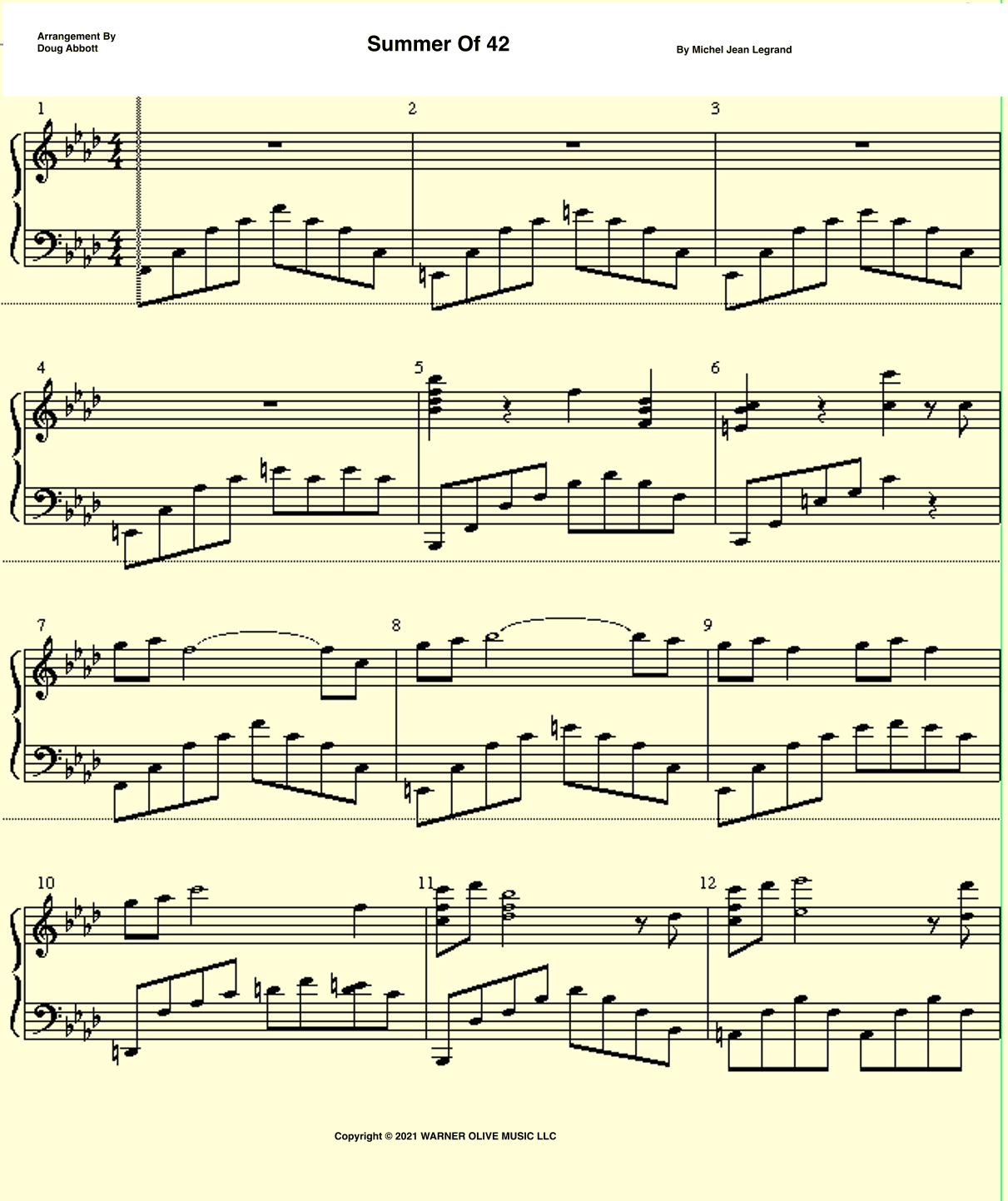 Summer Of 42 (arr. Doug Abbott)