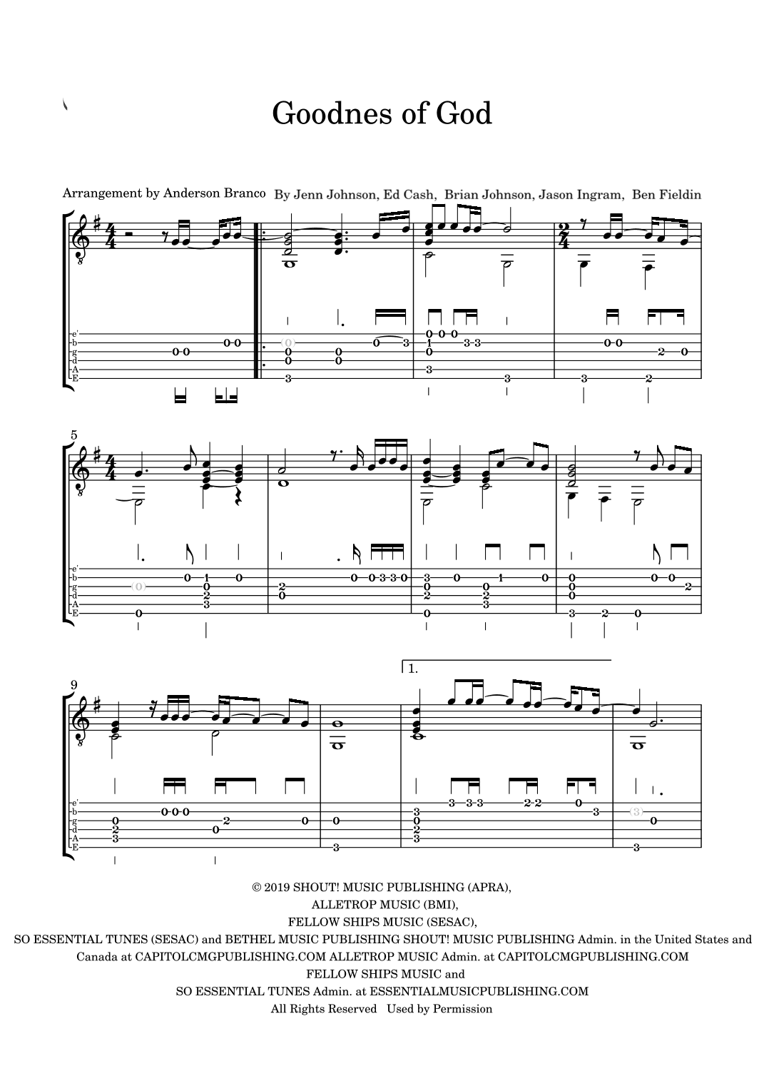 Goodness Of God (arr. Anderson Branco)