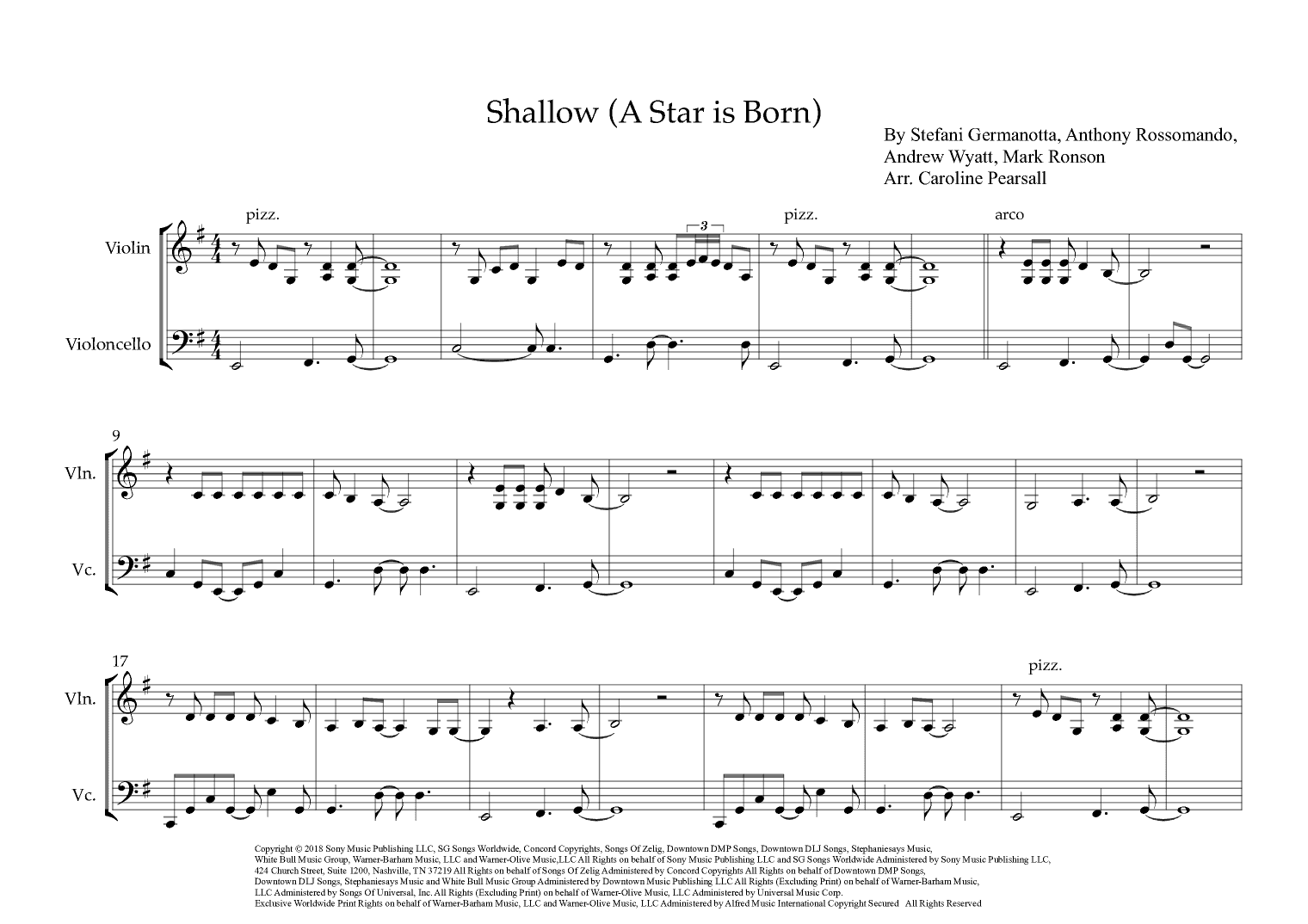 Shallow (arr. Caroline Pearsall)