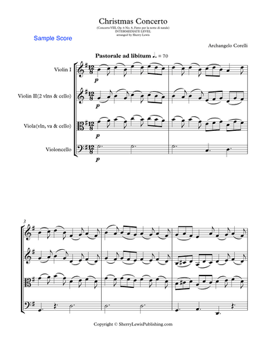 CHRISTMAS CONCERTO - PASTORALE - STRING TRIO  Concerto VIII Op. 6 No. 8, Fatto per la notte di natal (arr. Sherry Lewis)