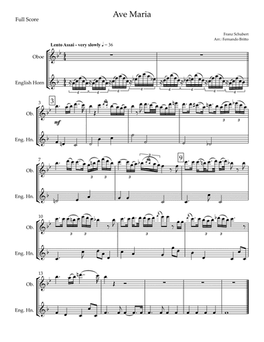 Ave Maria (Franz Schubert) for Oboe & English Horn Duo (arr. Fernando Britto)