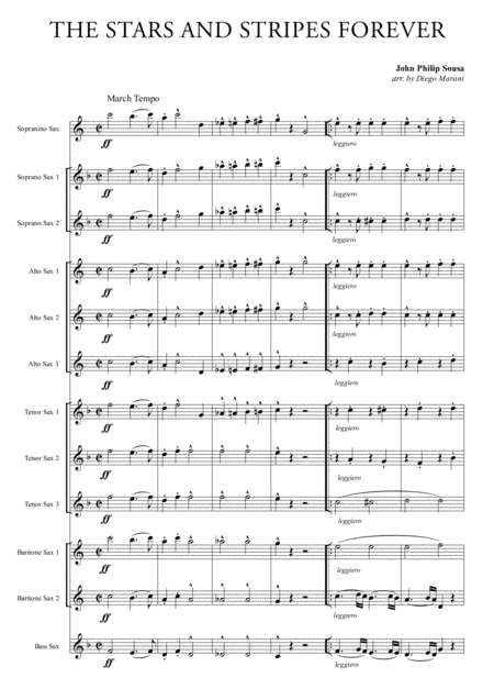 The Stars and Stripes Forever for Saxophone Ensemble (arr. Diego Marani)