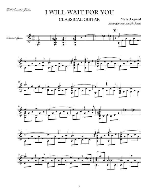 I Will Wait For You (arr. Andres Rivas)