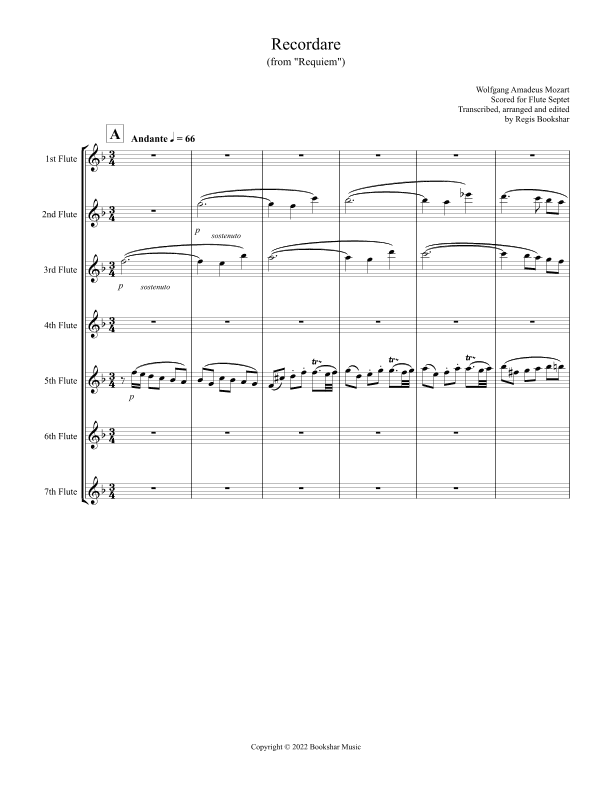 Recordare (from "Requiem") (F) (Flute Septet) (arr. Regis Bookshar)