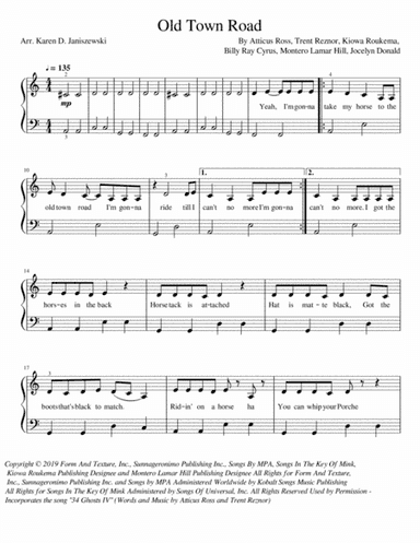 Old Town Road (remix) (arr. Karen D. Janiszewski)