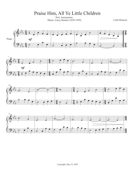 Praise him, All Ye Little Children (arr. Carla Klassen)