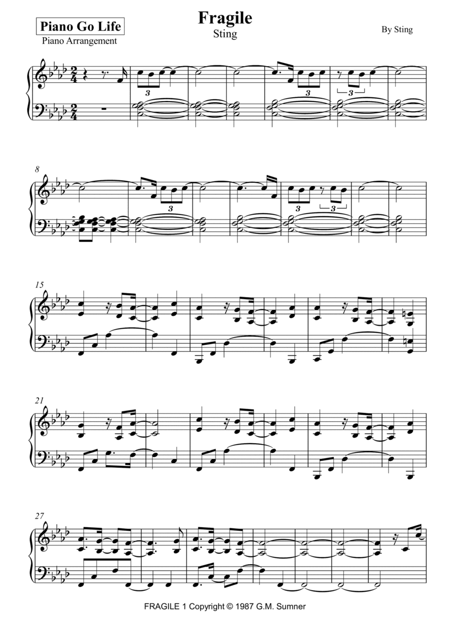 Fragile (arr. Piano Go Life)