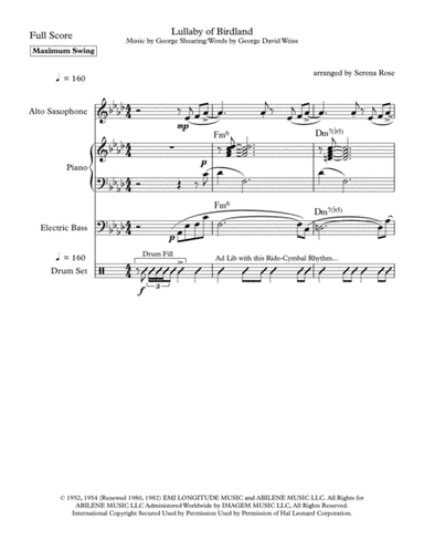 Lullaby Of Birdland (arr. Serena Rose)