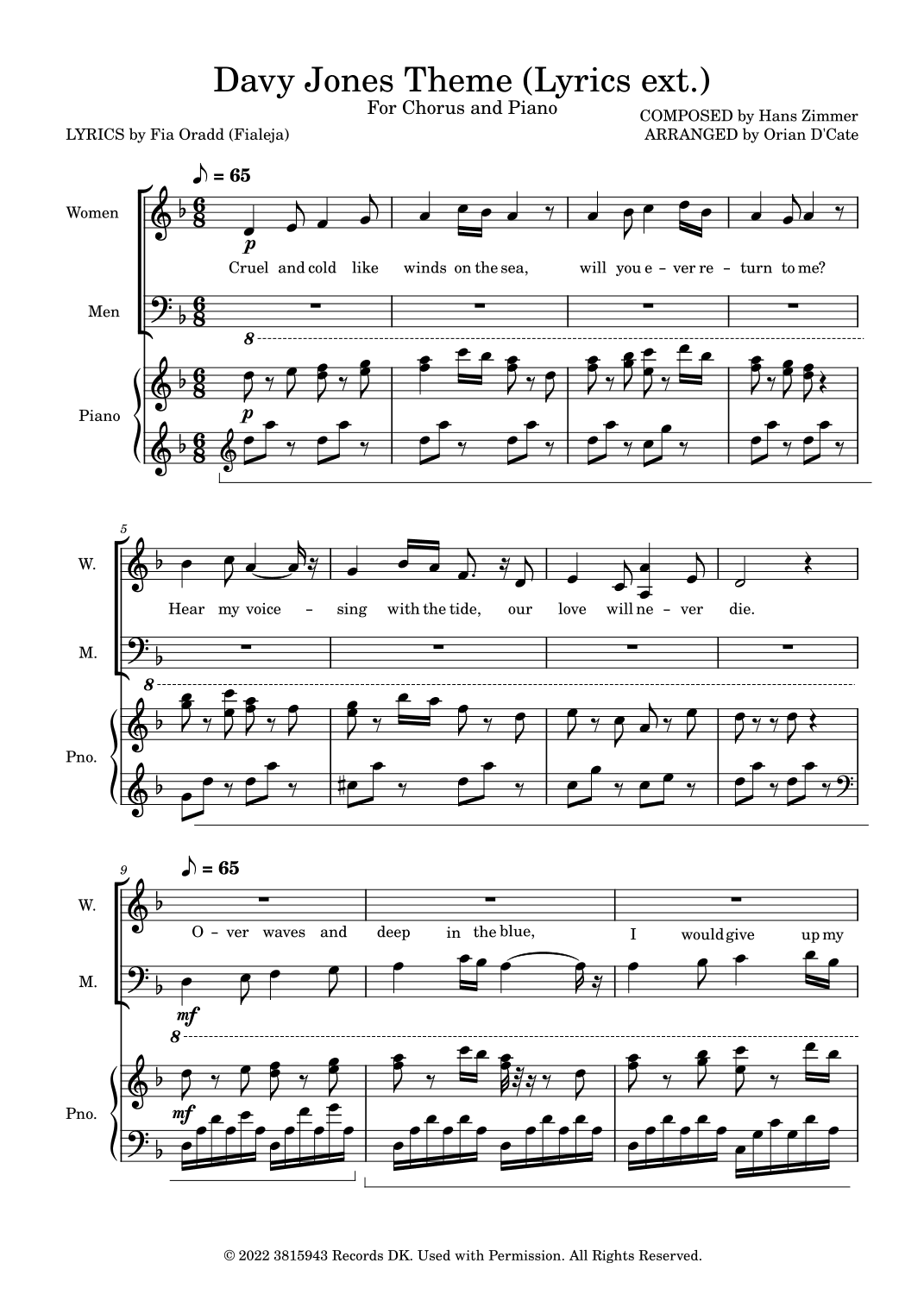 Davy Jones (arr. Orian D'Cate)