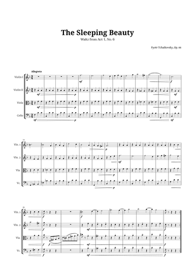 The Sleeping Beauty Waltz for String Quartet (arr. Langanho)