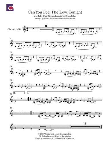 Can You Feel The Love Tonight (arr. Helena Bidder - hbmusicsolutions)