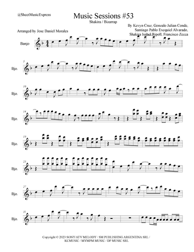 Shakira: Bzrp Music Sessions Vol. 53 (arr. Sheet Music Express)