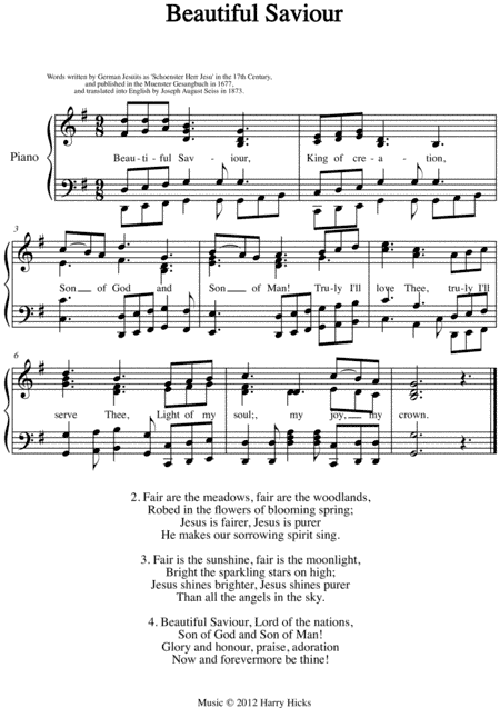 Beautiful Saviour. A new tune to a wonderful old hymn.