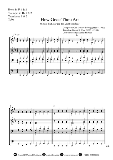 How Great Thou Art - "O store Gud." - Easy Brass Quartet (arr. Daniel H Rosa)