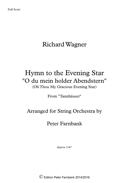 "Hymn to the Evening Star" from Tannhauser (arr. Peter Farnbank)